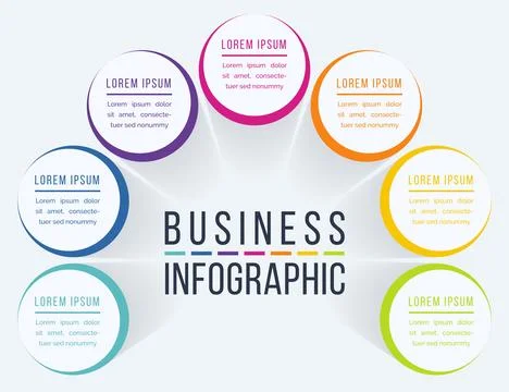 Circle Infographic design 7 steps, objects, elements or options business info 库存插图