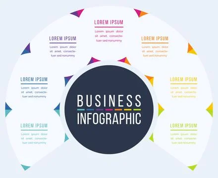 Circle Infographic design 7 steps, objects, elements or options infographic Illustrazione stock