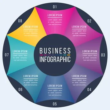 Circle Infographic design 8 options business information template 库存插图