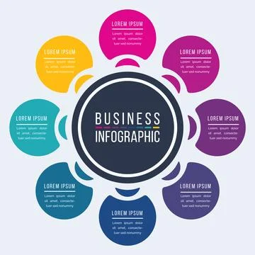 Circle Infographic design 8 Steps, objects, elements or options business info Illustrazione stock