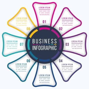 Circle Infographic design 8 Steps, objects, elements or options business info 库存插图