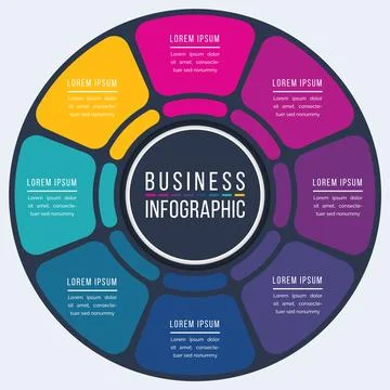 Circle Infographic design 8 Steps, objects, elements or options business info Illustrazione stock