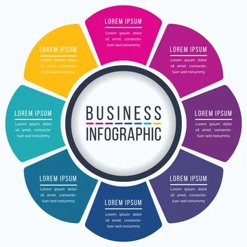 Circle Infographic design 8 Steps, objects, elements or options business info 库存插图