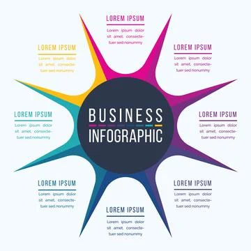 Circle Infographic design 8 steps, objects, elements or options business info Ilustração Stock