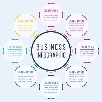 Circle Infographic design 8 Steps, objects, elements or options infographic info Ilustração Stock