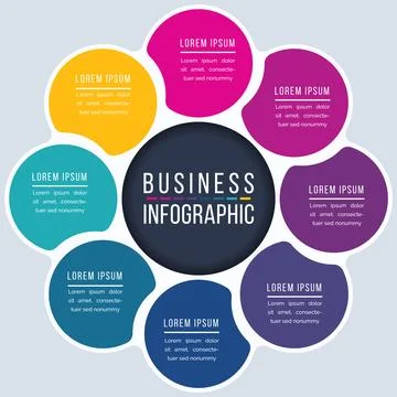 Circle Infographic design 8 Steps, objects, elements or options business info Illustrazione stock