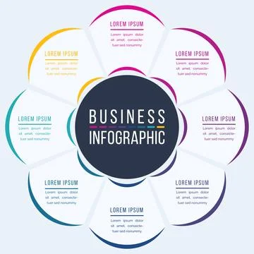 Circle Infographic design 8 steps, objects, elements or options infographic Stock Illustration