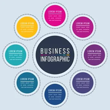 Circle infographic design 8 steps Ilustração Stock