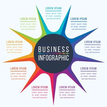 Circle Infographic design 9 steps, objects, elements or options business info Stockillustratie
