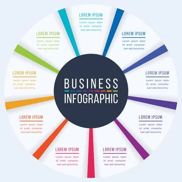 Circle Infographic design 9 Steps, objects, elements or options business info Illustrazione stock