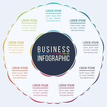 Circle Infographic design 9 steps, objects, elements or options infographic Ilustração Stock