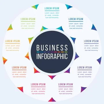 Circle Infographic design 9 steps, objects, elements or options infographic Ilustração Stock