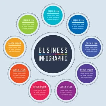 Circle infographic design 9 steps 库存插图