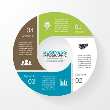 Circle infographic, diagram, presentation 4 options Stock Illustration
