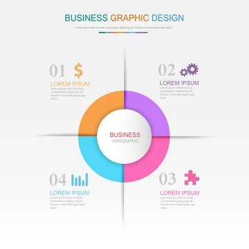 Circle Infographic Elements with business icon on full color background circl 스톡 일러스트