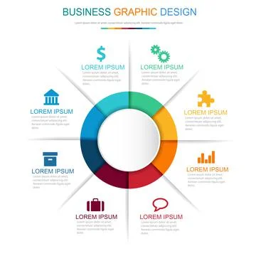 Circle Infographic Elements with business icon on full color background circl Stock Illustration
