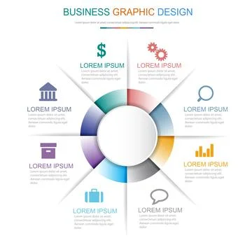 Circle Infographic Elements with business icon on full color background circl 스톡 일러스트