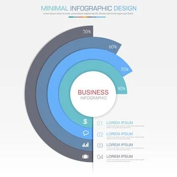 Circle Infographic Elements with business icon on full color background circl Stock Illustration