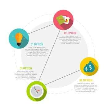 Circle Infographic Elements Templates for Business Workflow Presentation with Stock Illustration