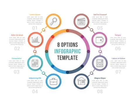 Circle Infographic Template with Eight Options Stock Illustration