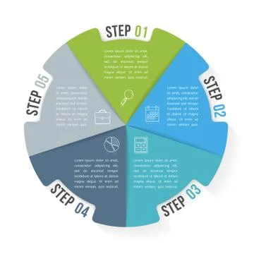 Circle Infographic Template with Five Elements Stock Illustration