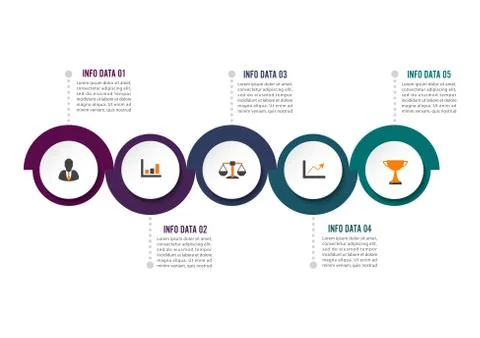 Circle infographic template five option, process or step for business present Stock Illustration