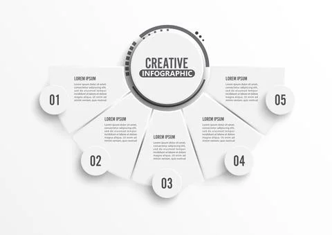 Circle infographic template five option, process or step for business present Stock Illustration