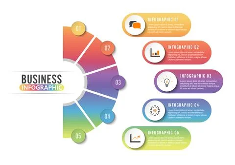 Circle infographic template five option, process or step for business prese.. Stock Illustration