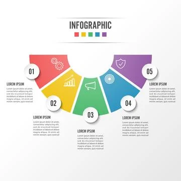 Circle infographic template five option, process or step for business prese.. Stock Illustration