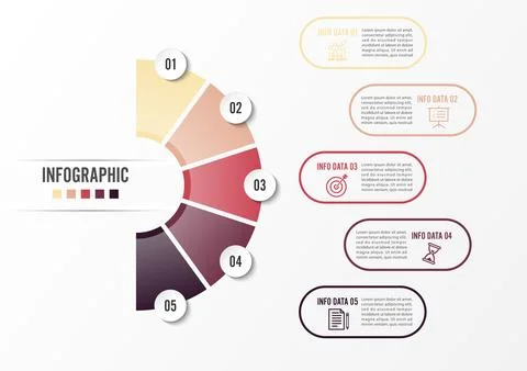 Circle infographic template five option, process or step for business prese.. Stock Illustration