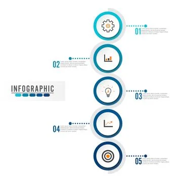 Circle infographic template five option, process or step for business prese.. Stock Illustration