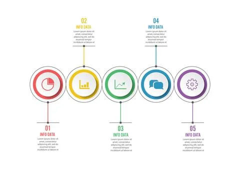 Circle infographic template five option, process or step for business prese.. Stock Illustration
