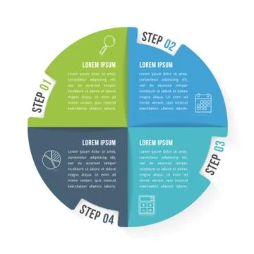 Circle Infographic Template with Four Elements Illustrazione stock