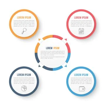 Circle Infographic Template with Four Elements Stock Illustration