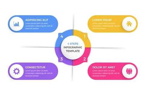 Circle Infographic Template with Four Elements イラスト素材