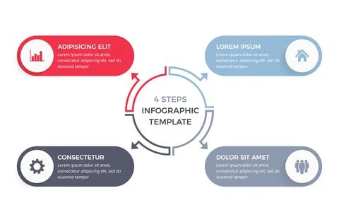 Circle Infographic Template with Four Elements Illustrazione stock