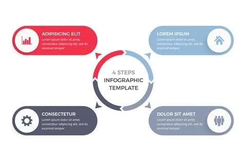 Circle Infographic Template with Four Elements 스톡 일러스트