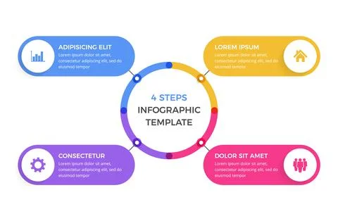 Circle Infographic Template with Four Elements Stock Illustration