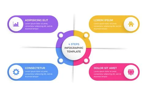 Circle Infographic Template with Four Elements 스톡 일러스트