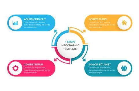 Circle Infographic Template with Four Elements Stock Illustration