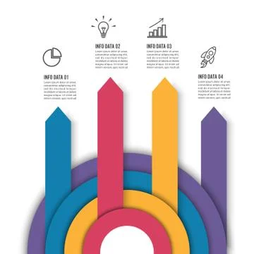 Circle infographic template four option, process or step for business present Stock Illustration