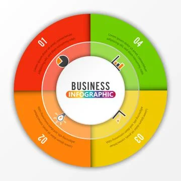 Circle infographic template four option, process or step for business present Stock Illustration