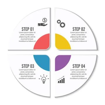 Circle infographic template four option, process or step for business prese.. Stock Illustration