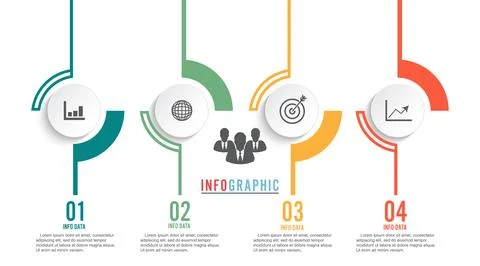 Circle infographic template four option, process or step for business prese.. Stock Illustration