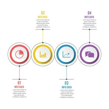 Circle infographic template four option, process or step for business prese.. Stock Illustration