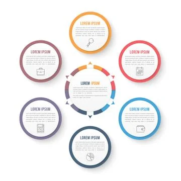Circle Infographic Template with Six Elements イラスト素材