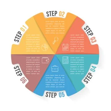 Circle Infographic Template with Six Elements Stockillustratie
