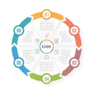 Circle Infographic Template with Six Elements Illustrazione stock