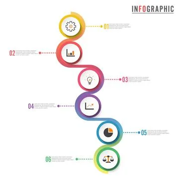 Circle infographic template six option, process or step for business presen.. Stock Illustration