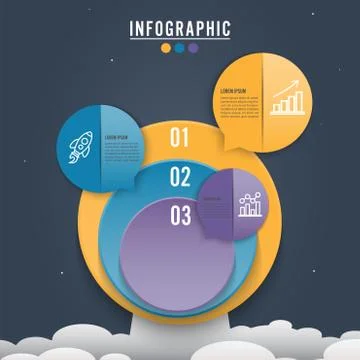 Circle infographic template three option, process or step for business presen Stock Illustration